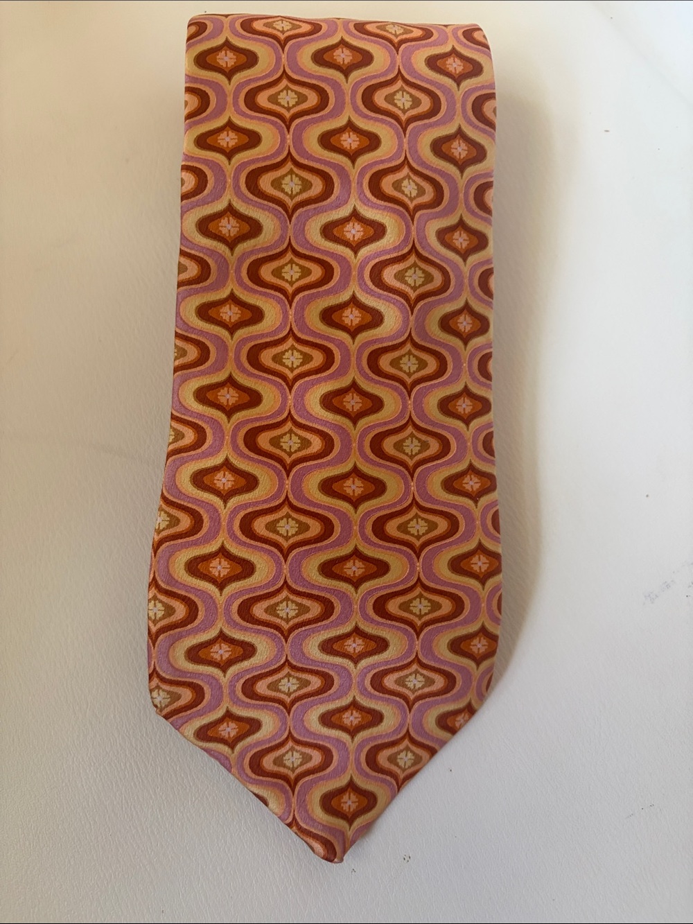 Ted Baker Pink and Orange Retro Geometric Tie